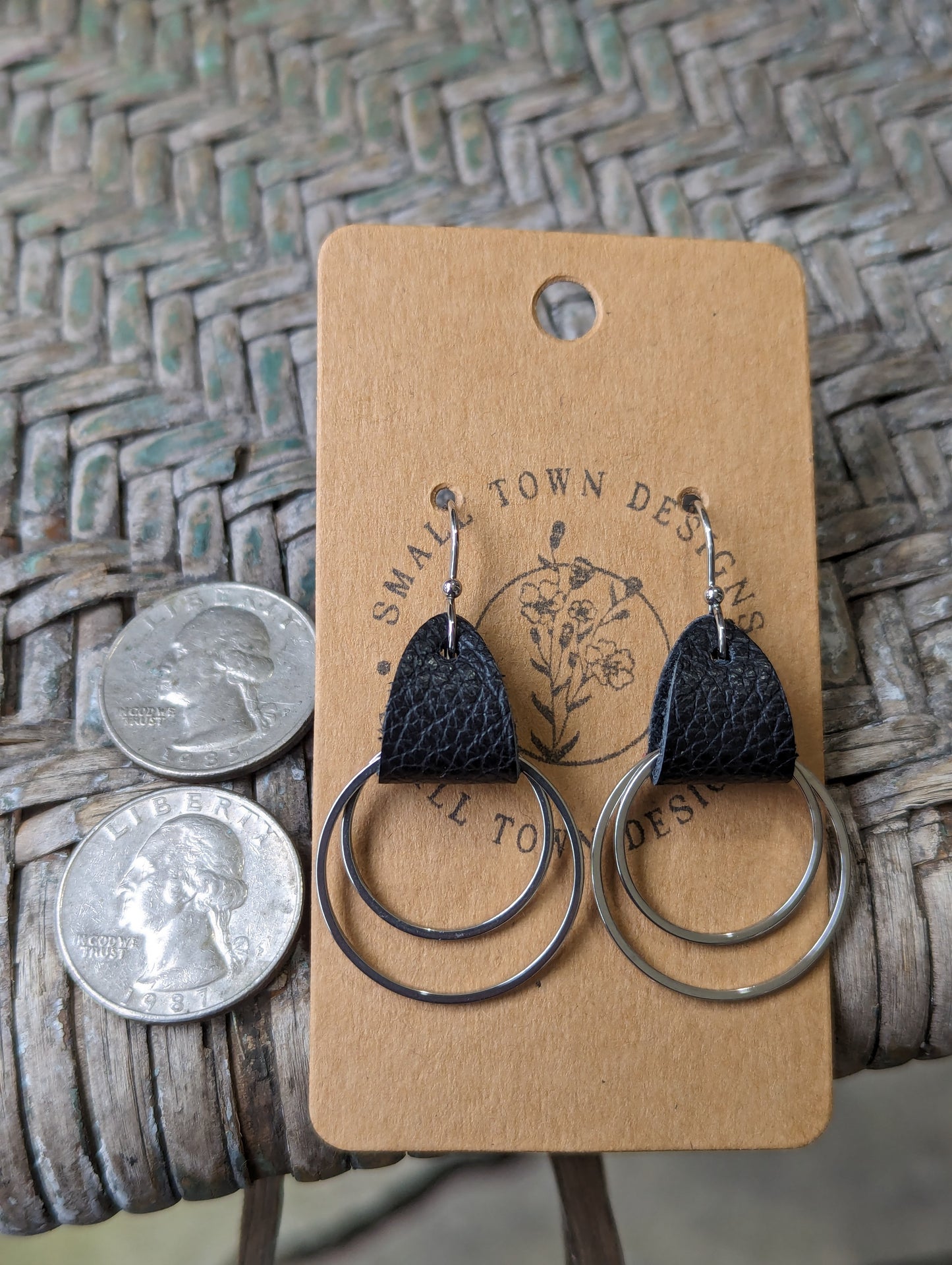 Black Double Ring Dangles