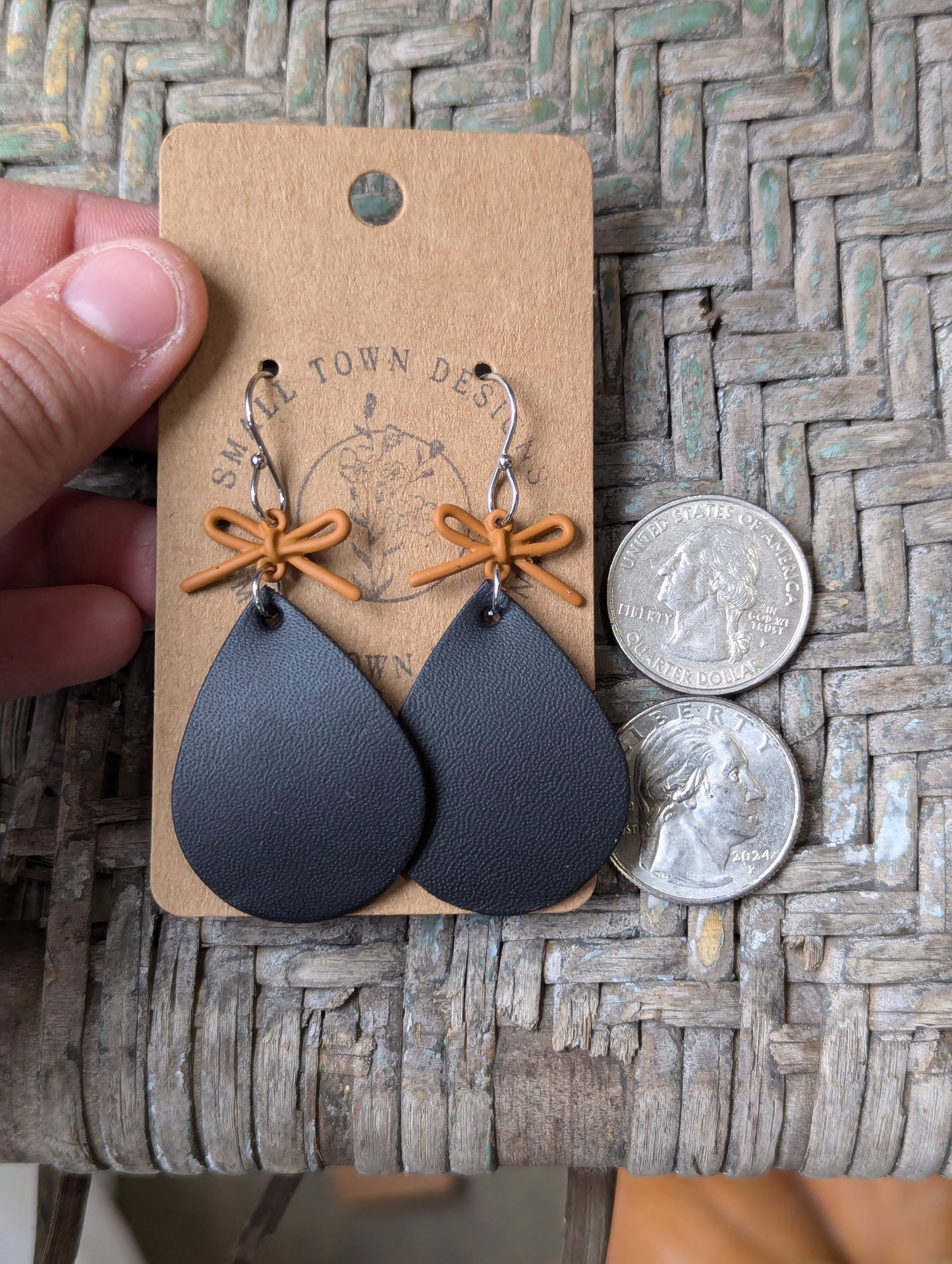Brown Bow & Black Teardrops