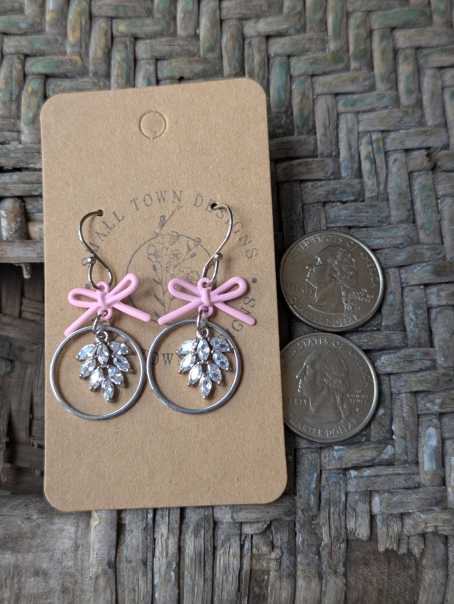 Pink Bow Dangles