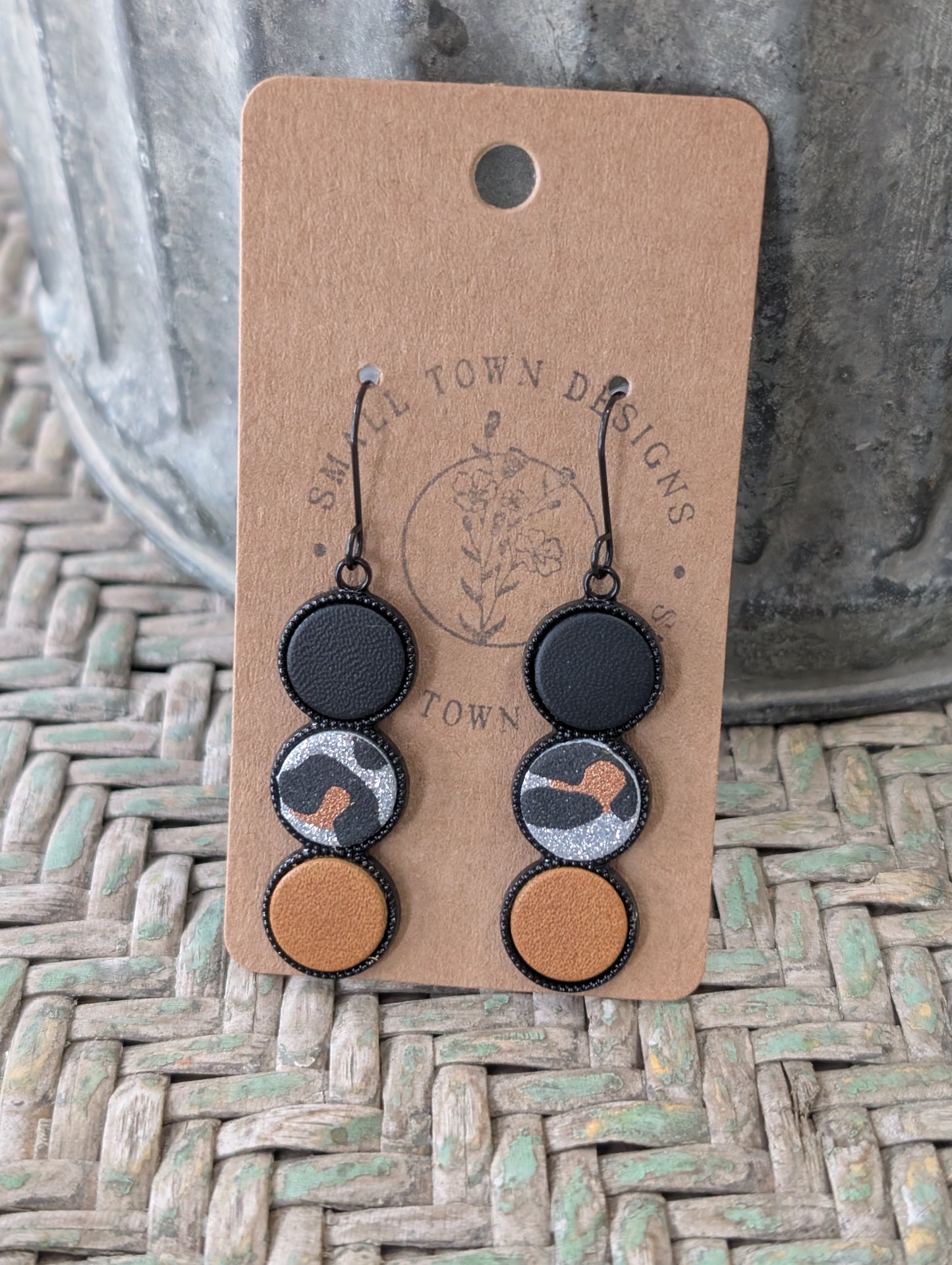 Black, Leopard, Honey Artisan Dangles