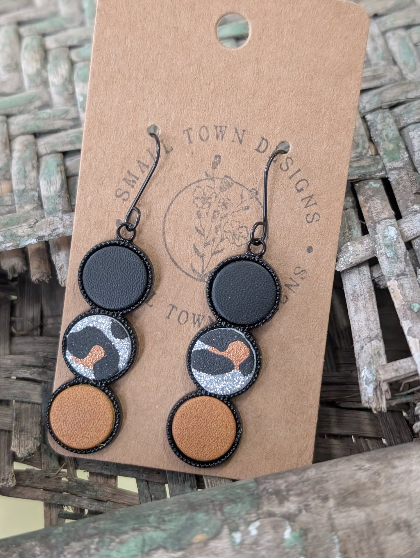 Black, Leopard, Honey Artisan Dangles