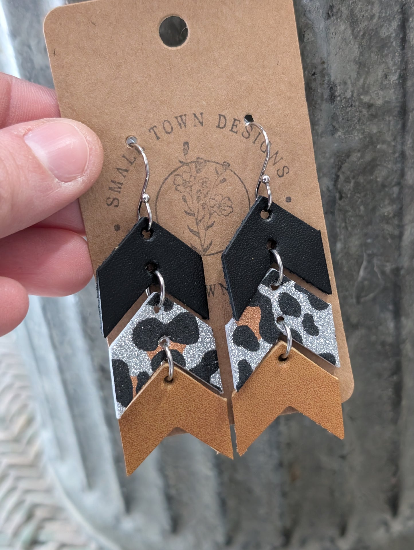 Black, Leopard, Honey Artisan Dangles
