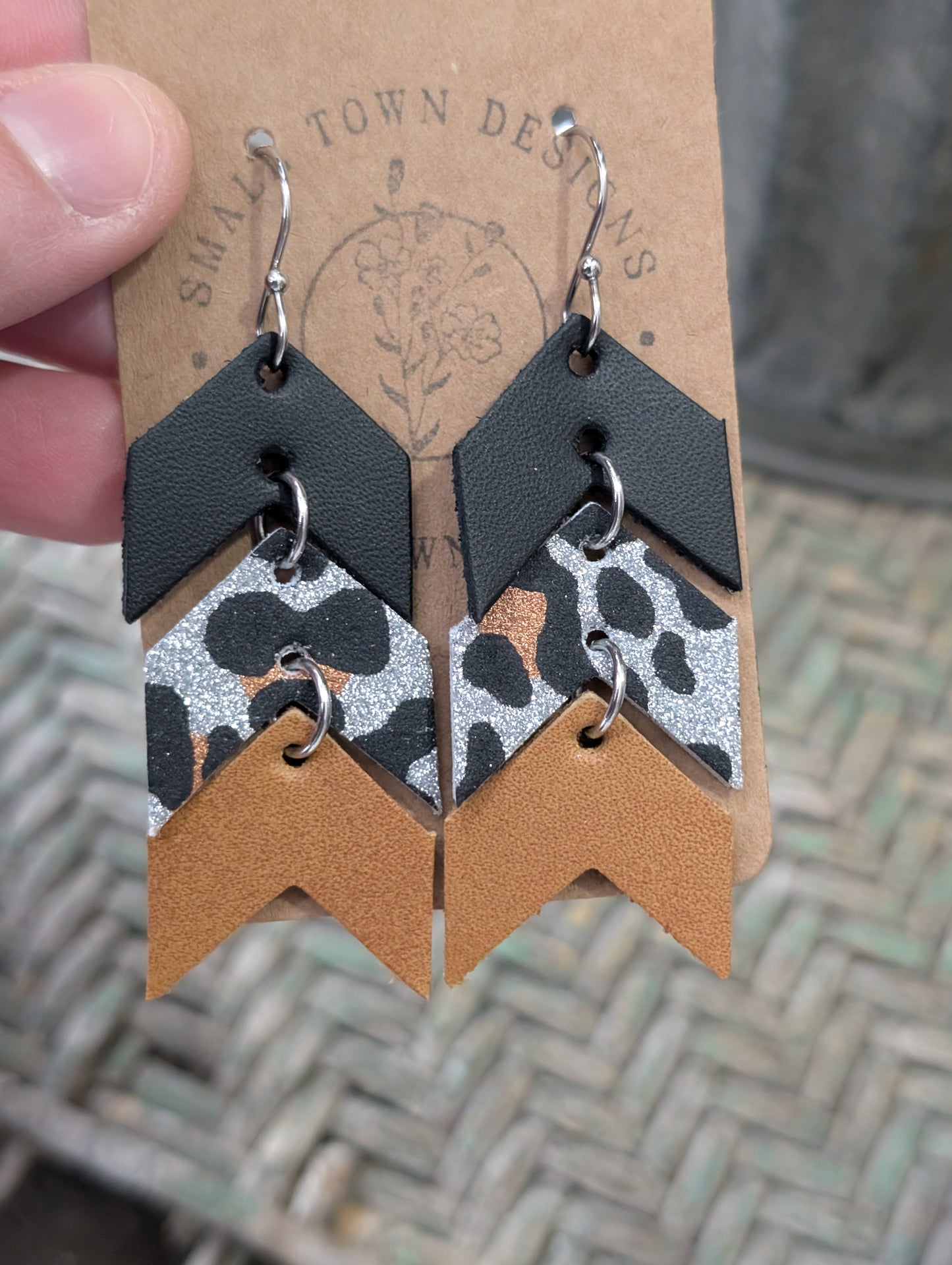 Black, Leopard, Honey Artisan Dangles