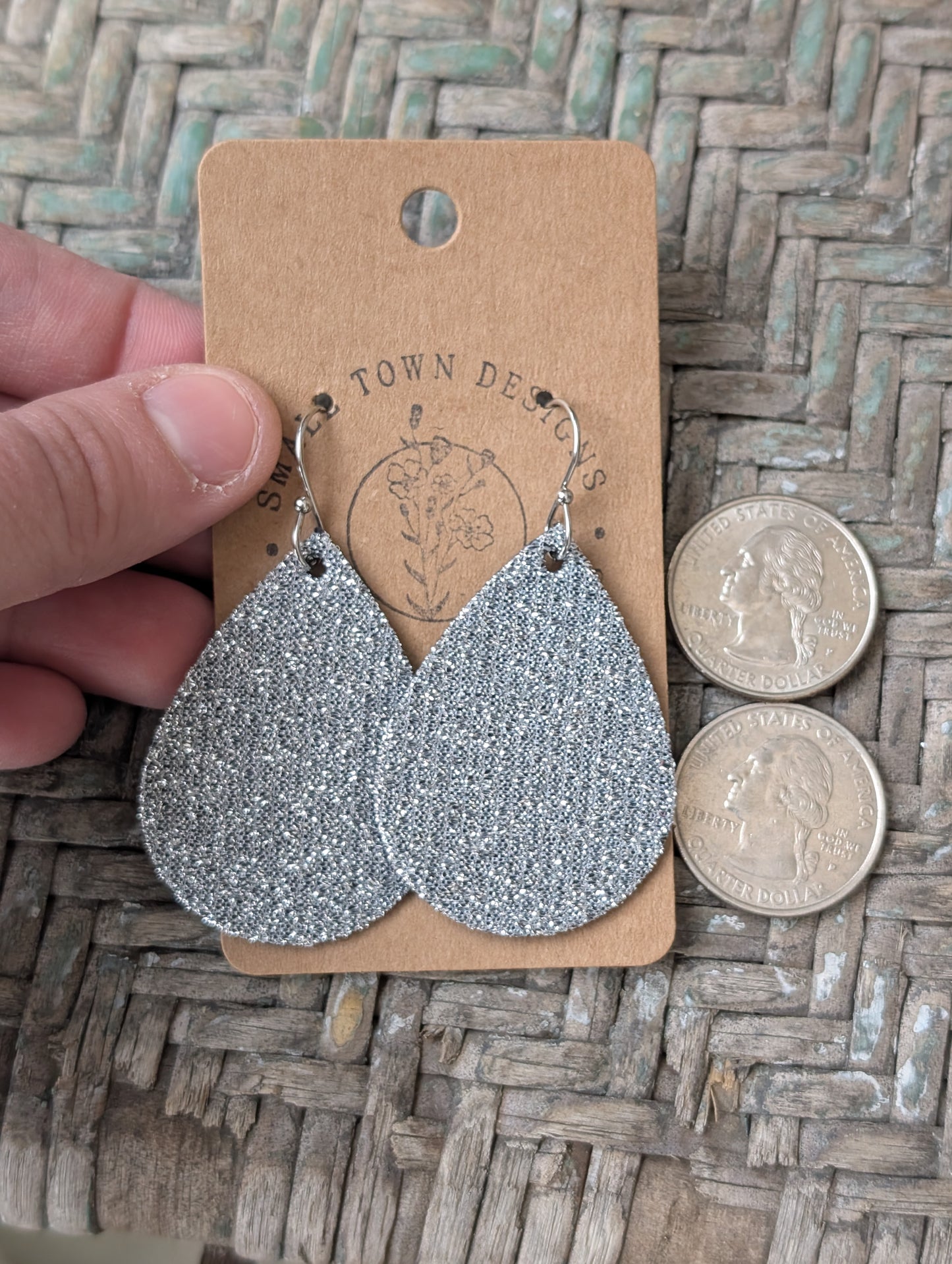 Silver Soft Glitter Teardrops
