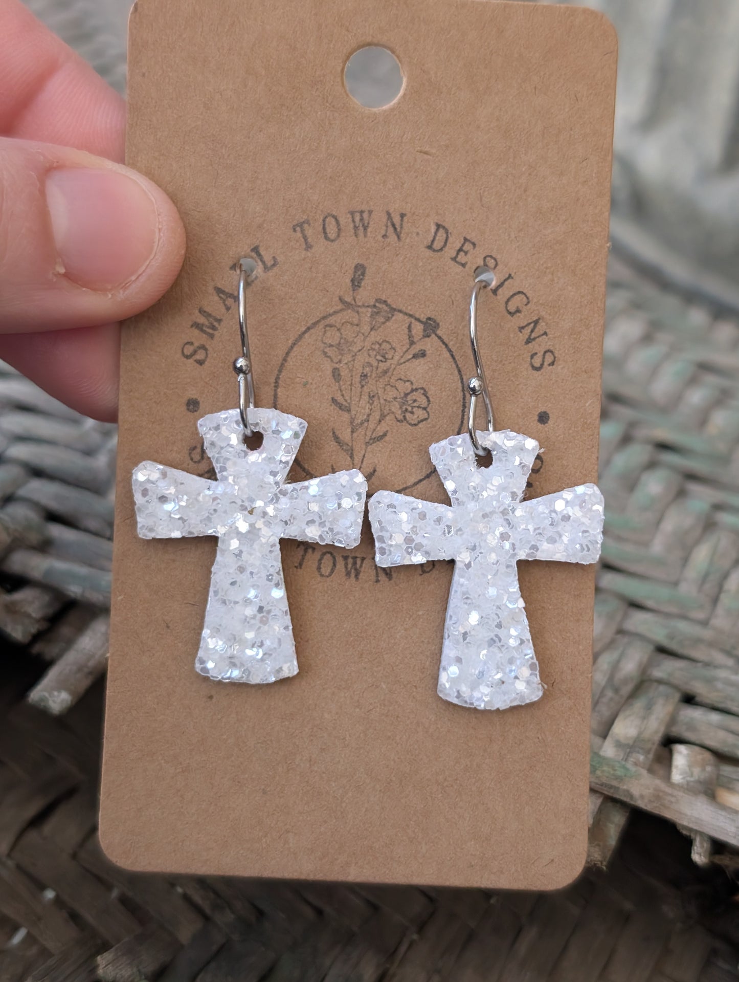 Glitter White Crosses