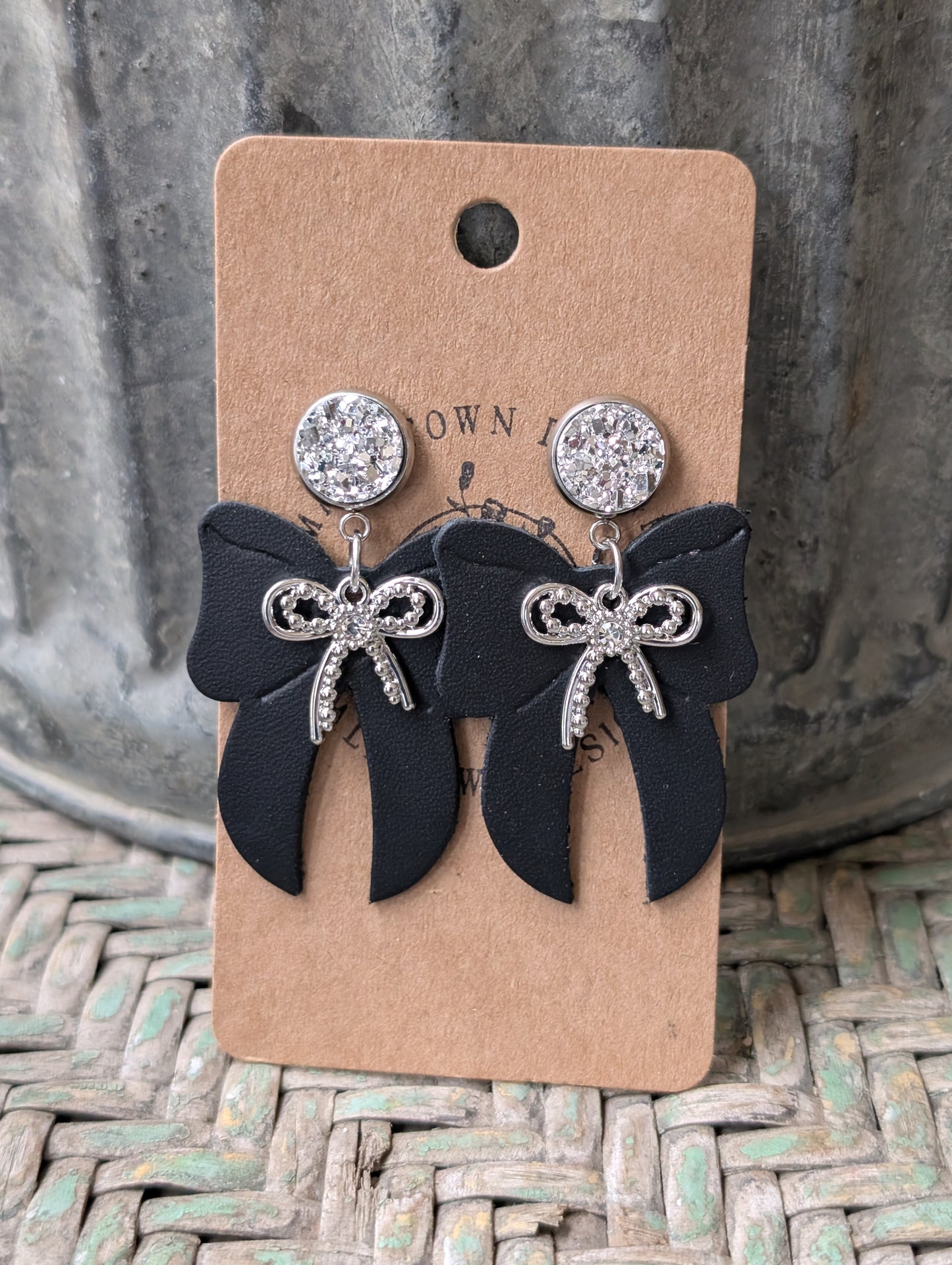 Black Embossed Elegant Bow