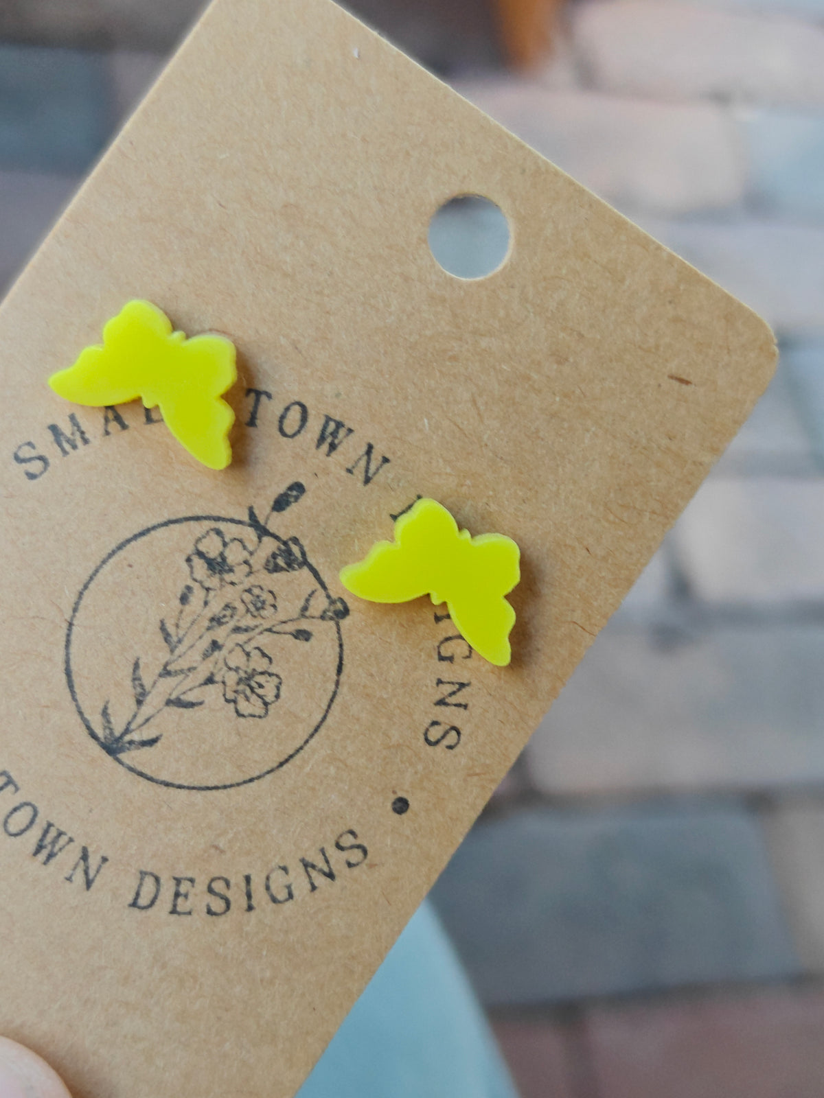 Yellow butterfly studs