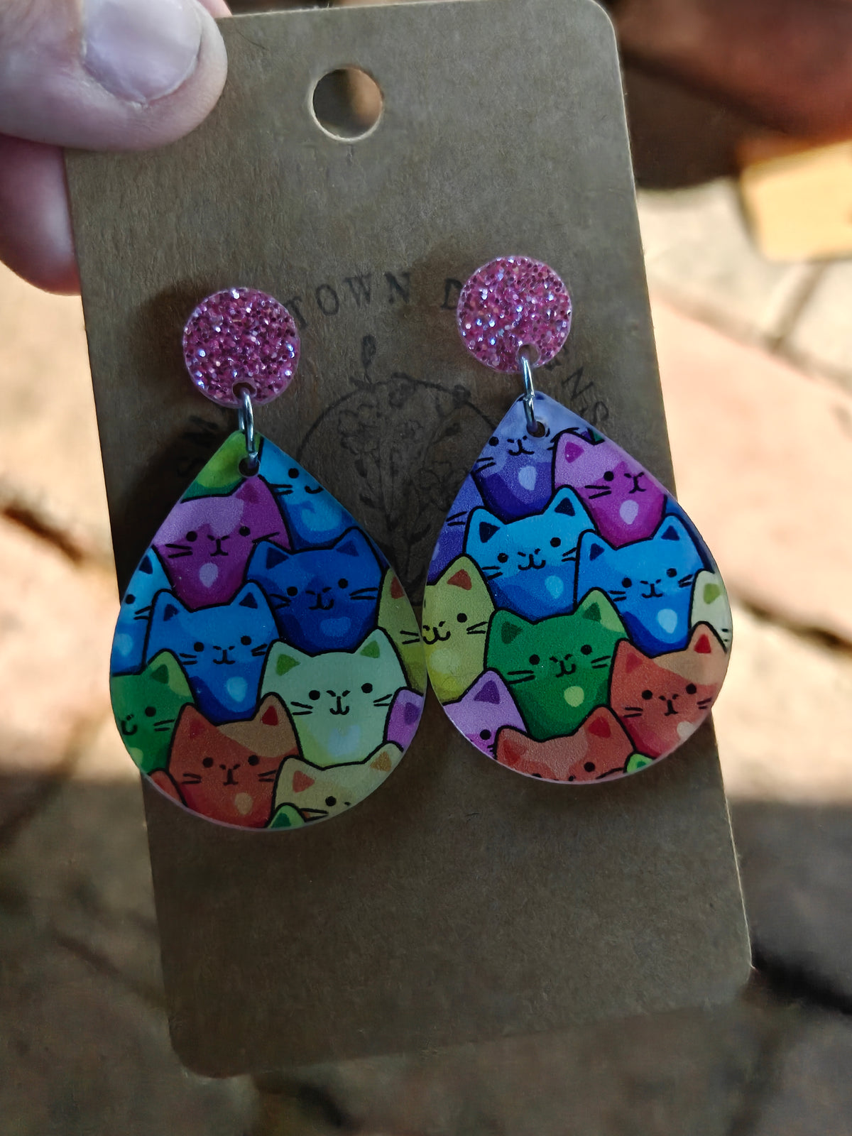 Rainbow cat teardrop