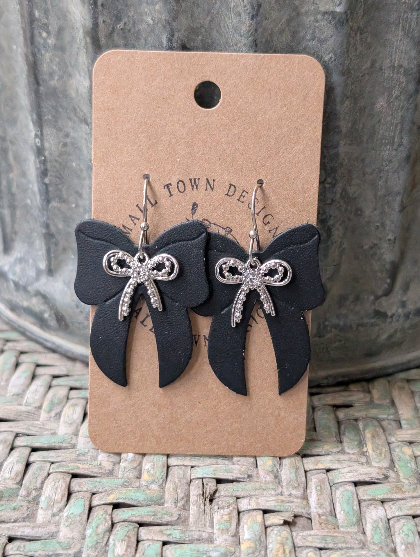 Black Embossed Elegant Bow