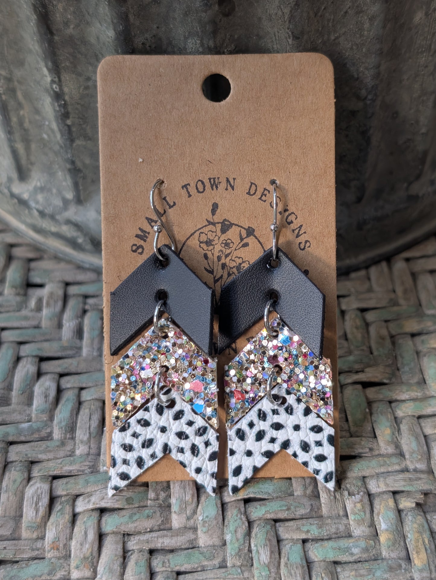 Black, Glitter, Boho Chevrons