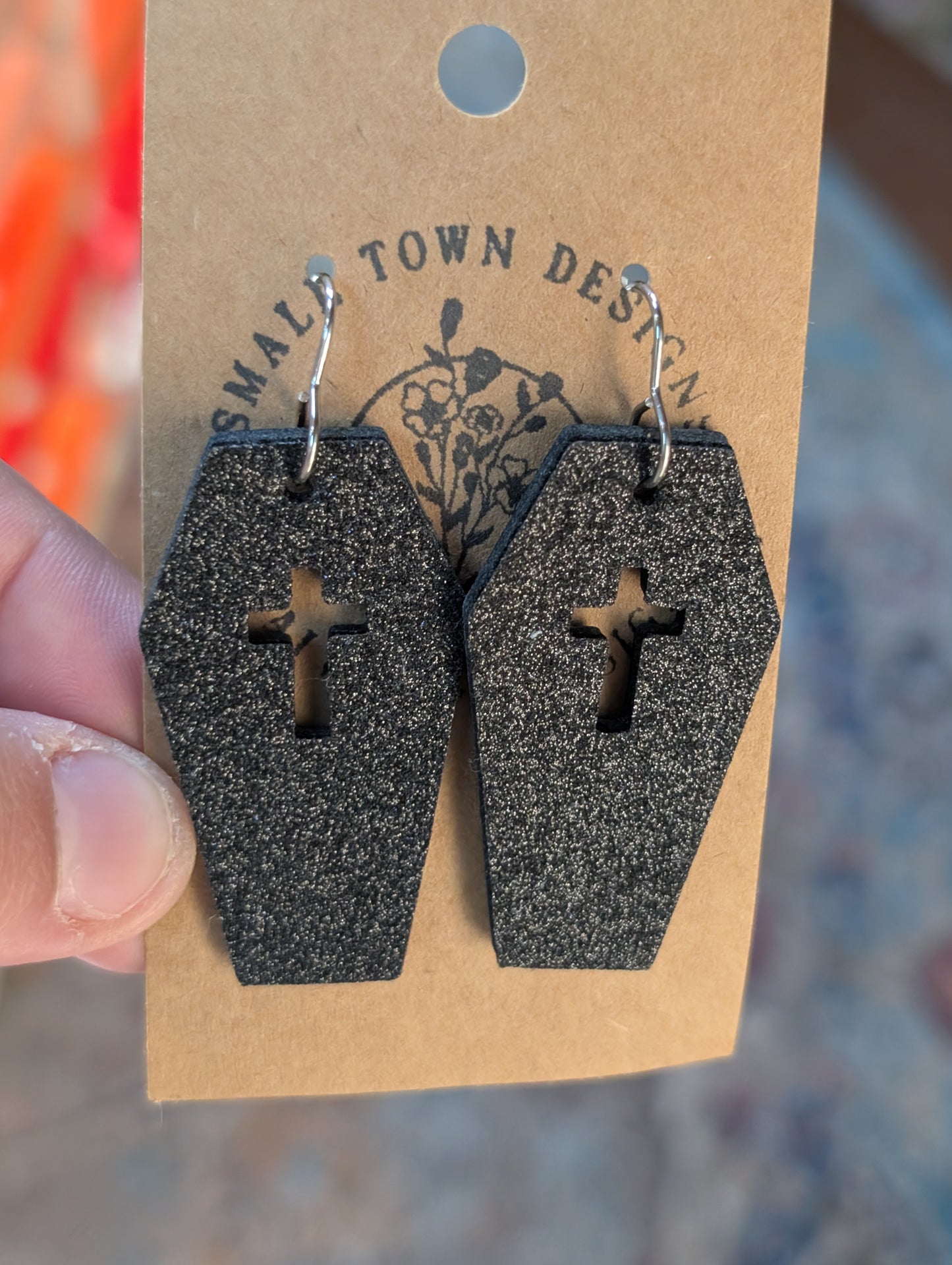 Black glitter coffins