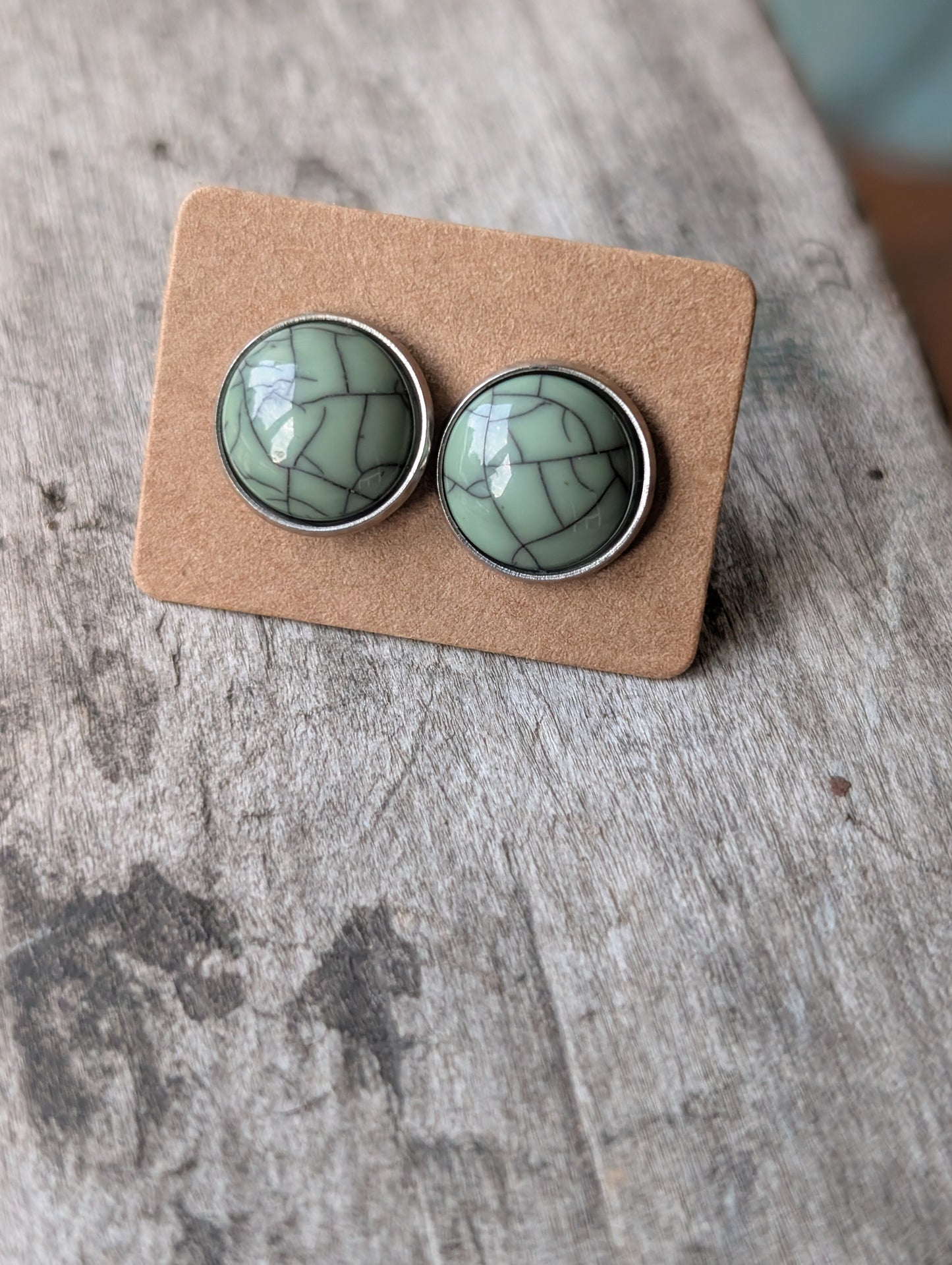 12mm Sage Faux Turquoise Stud