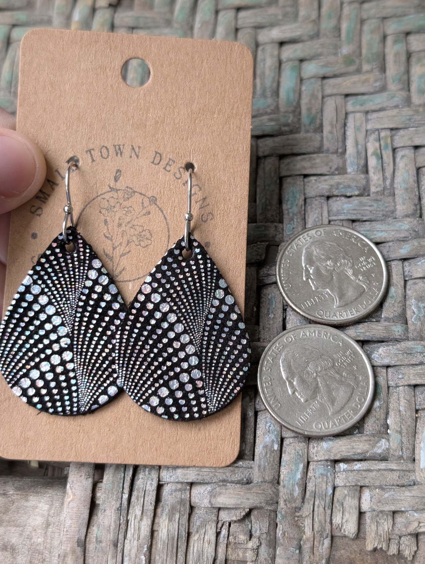 Black Abstract Wings Teardrop
