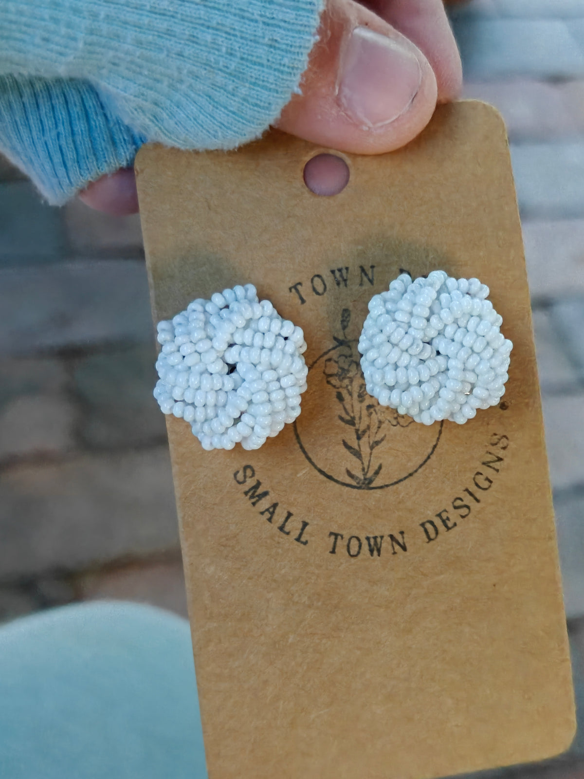 White beaded large stud