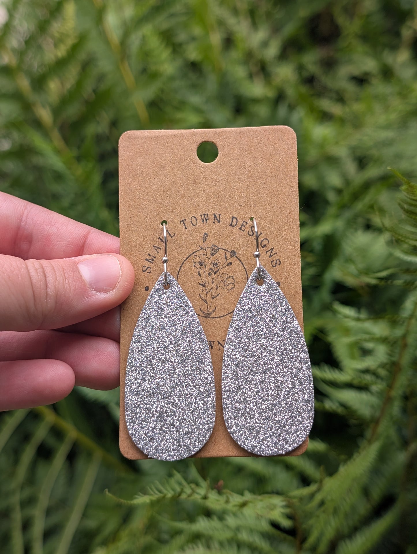 Fine Silver Glitter Teardrops