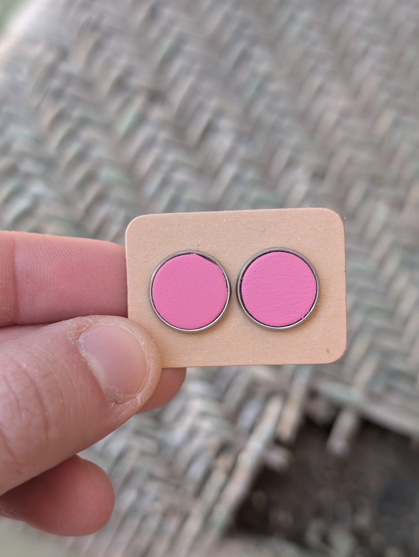 Pink Leather Studs