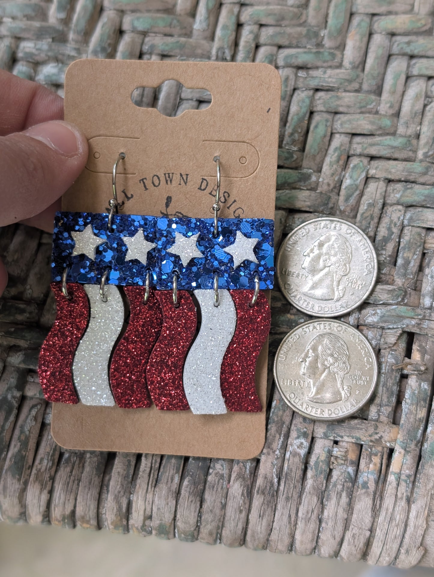 Glitter American Flag Dangles