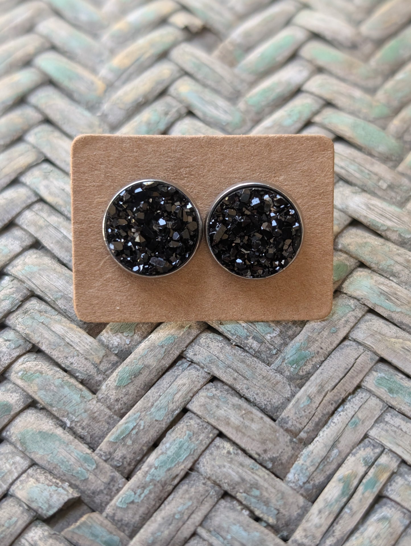 Black Druzy Studs
