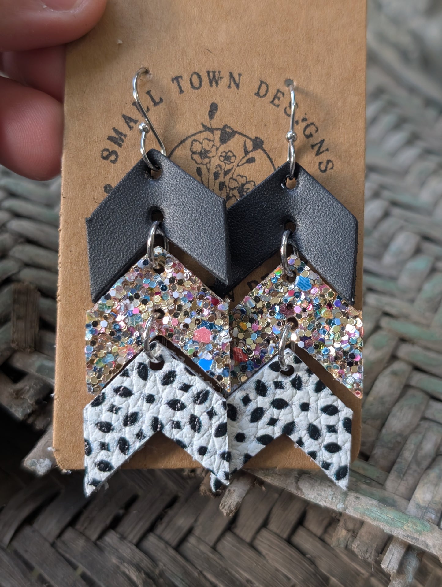 Black, Glitter, Boho Chevrons
