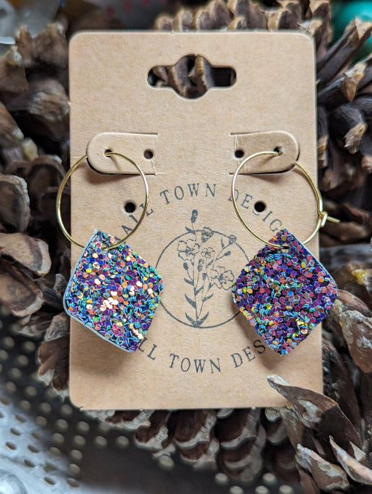 Multi Purple Glitter Hoops