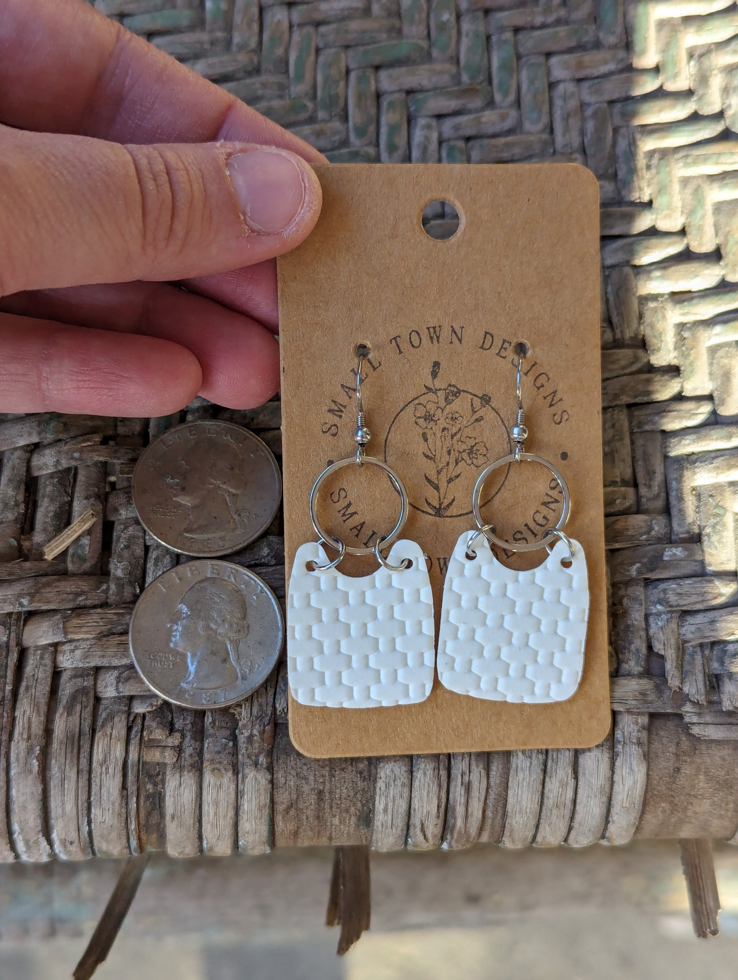 White Basket Weave Drops