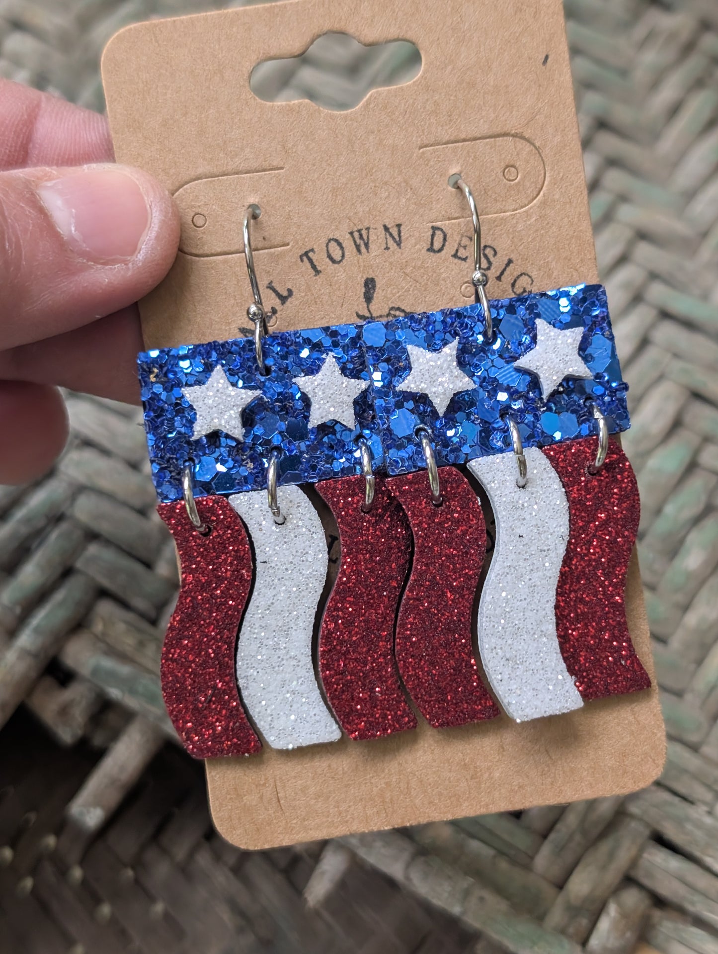 Glitter American Flag Dangles