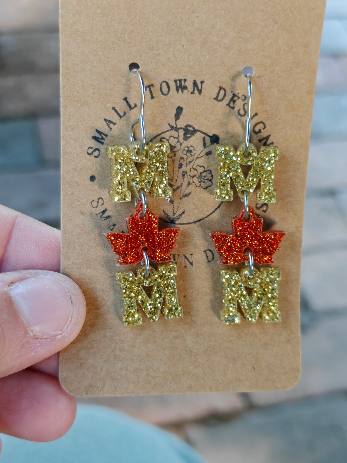 Gold leaf mom earrings