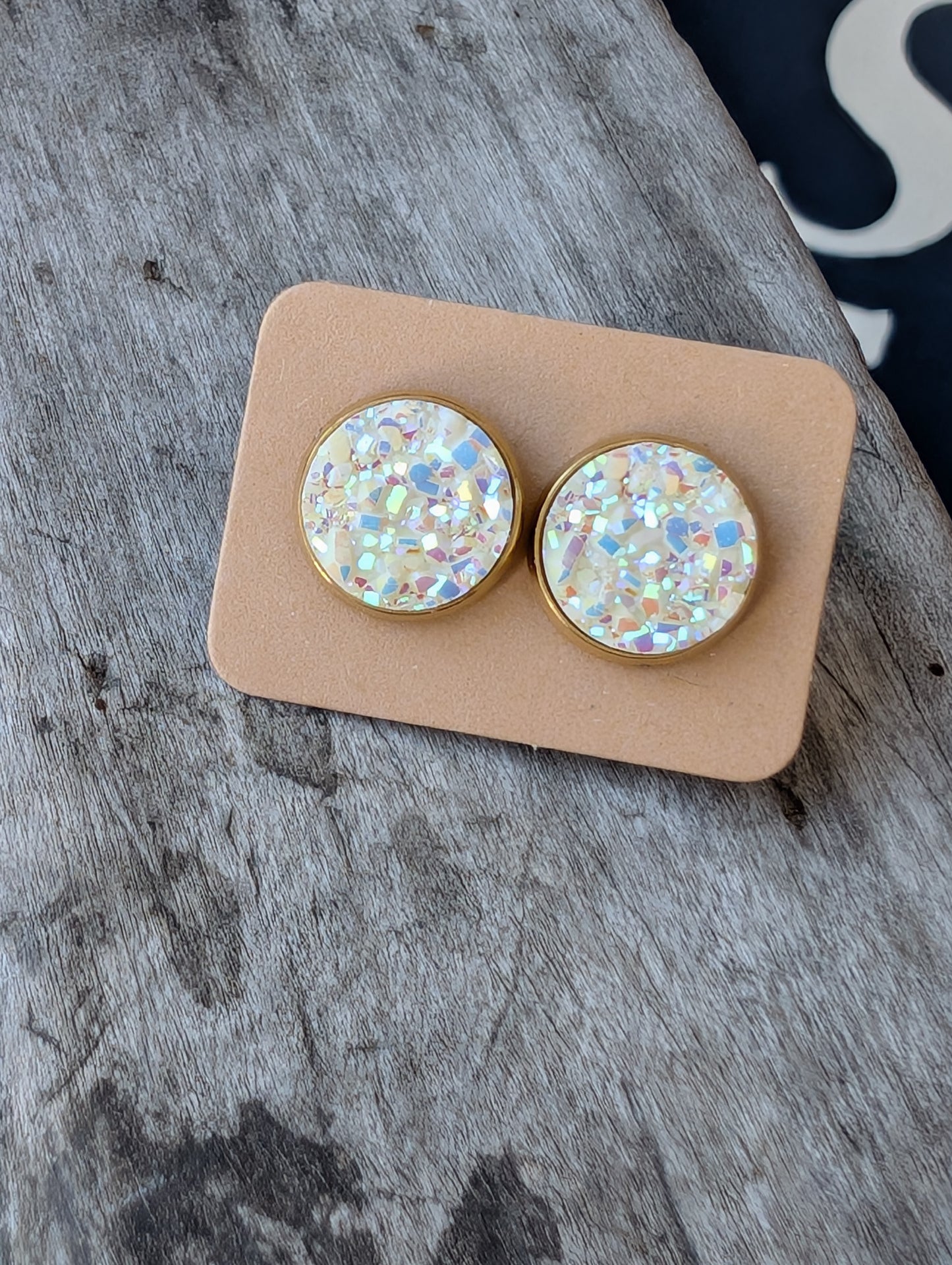 Gold Creamy White Studs
