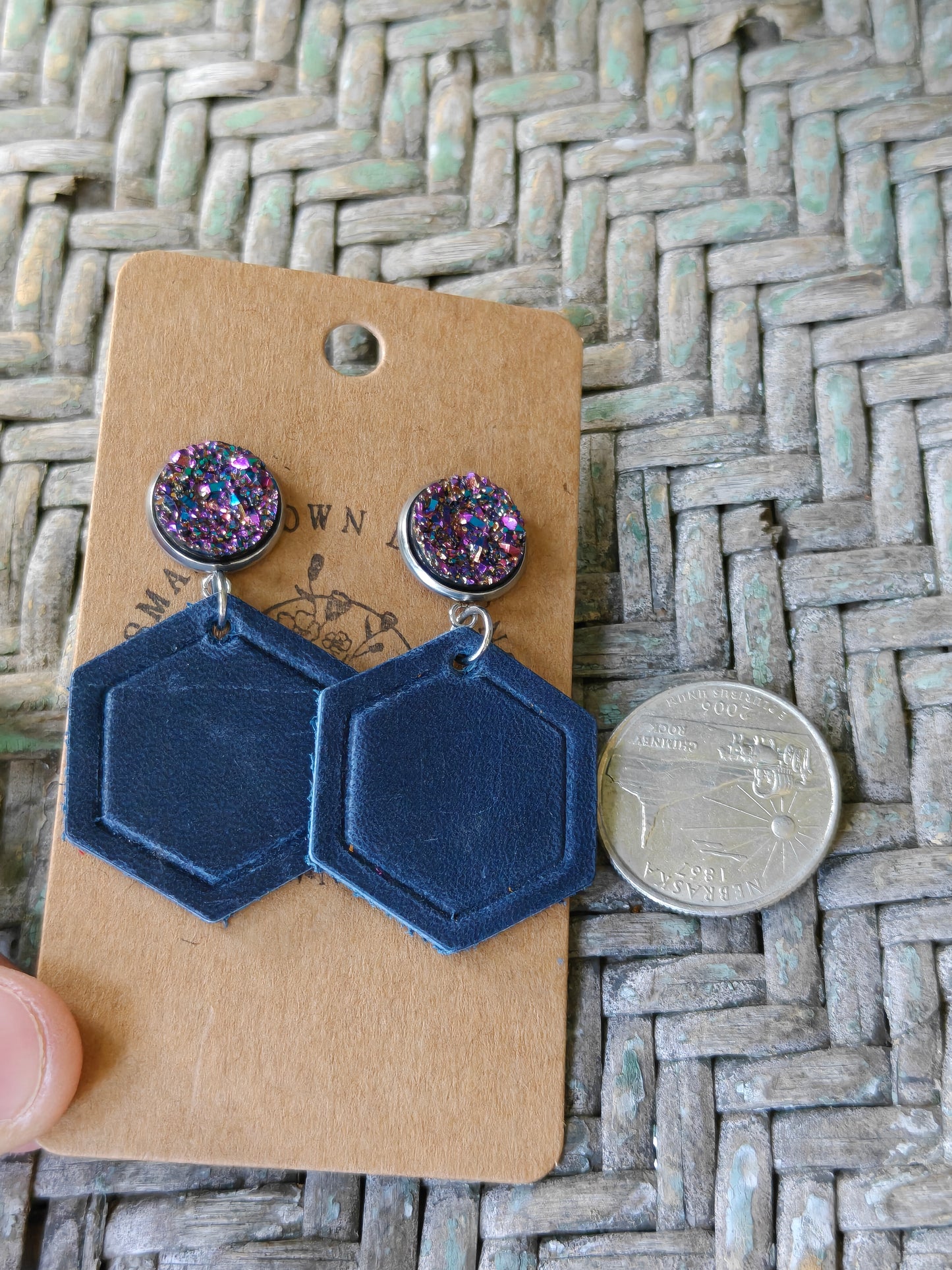Druzy & Navy Hexagons