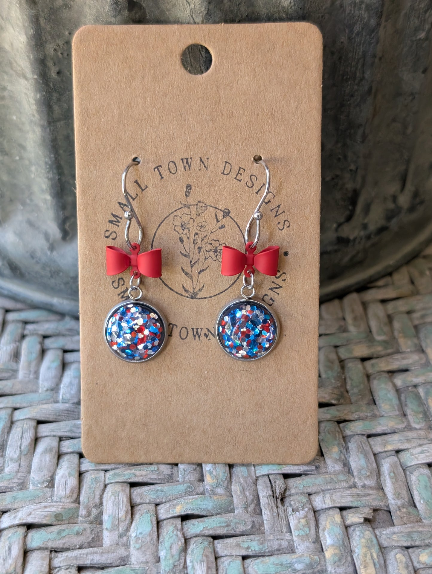 Mini Patriotic Glitter Dangles