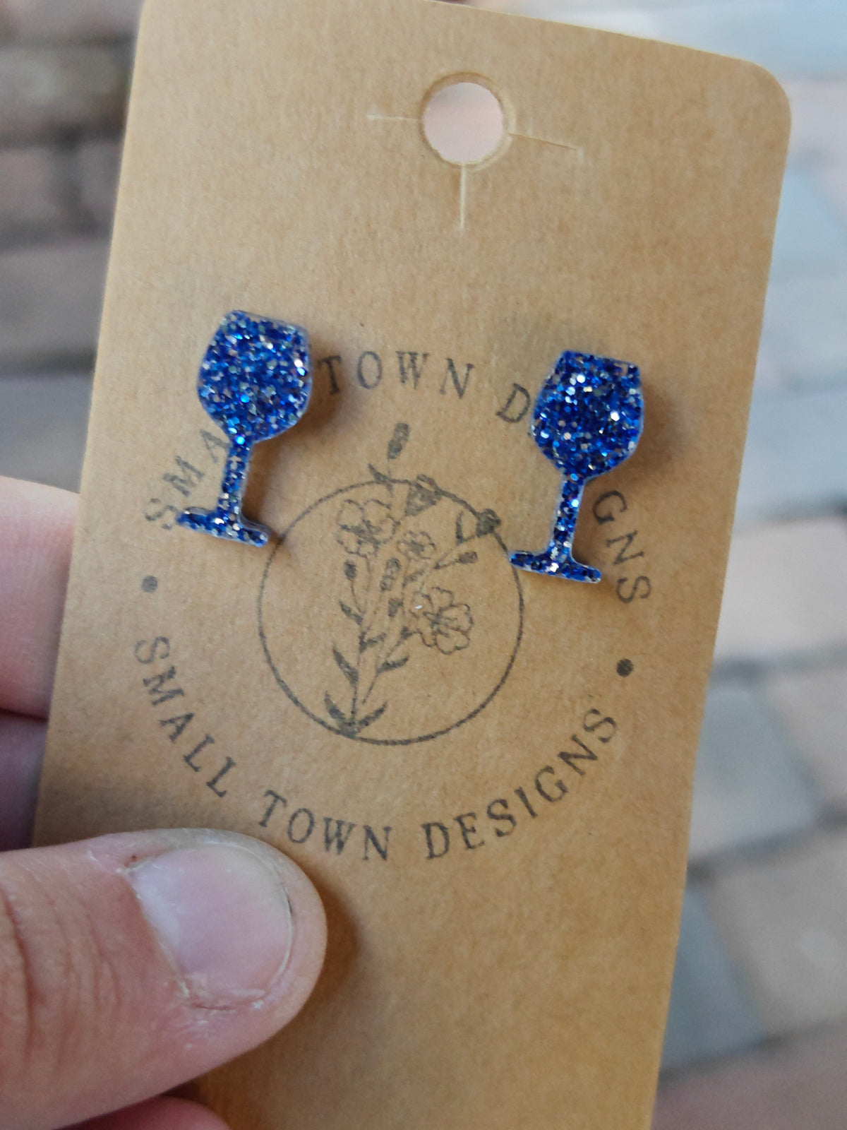 Blue glitter wine studs