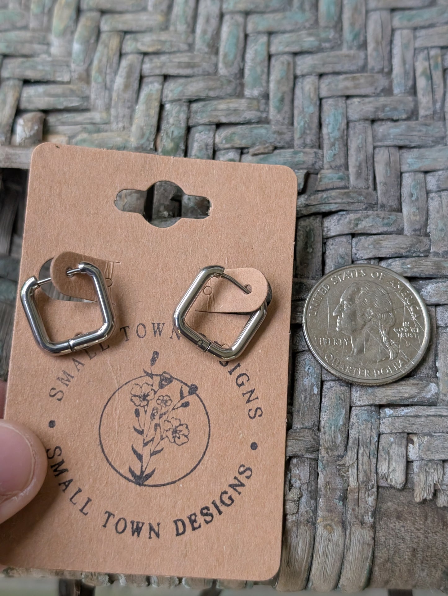 Silver Square Huggies