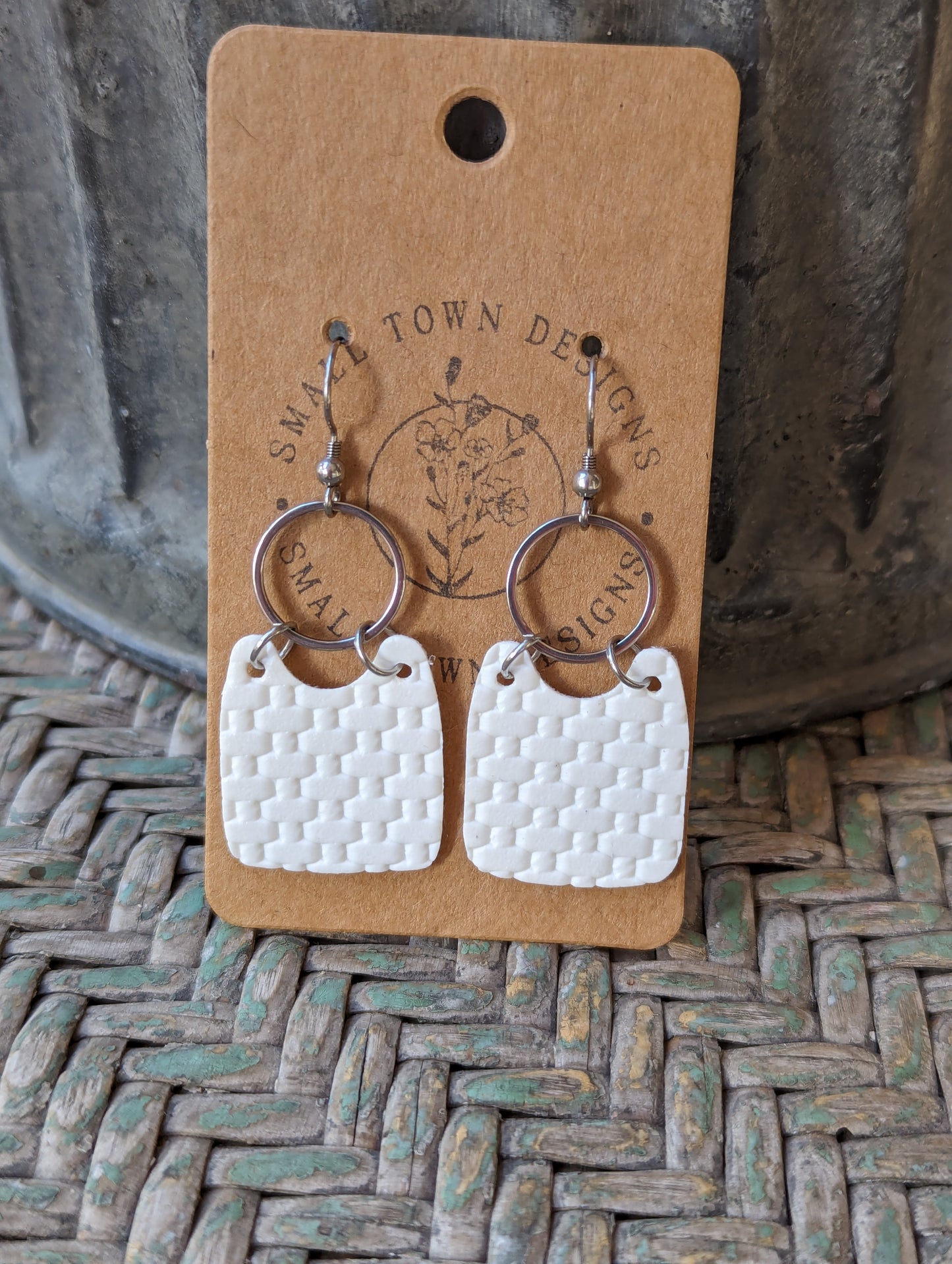 White Basket Weave Drops