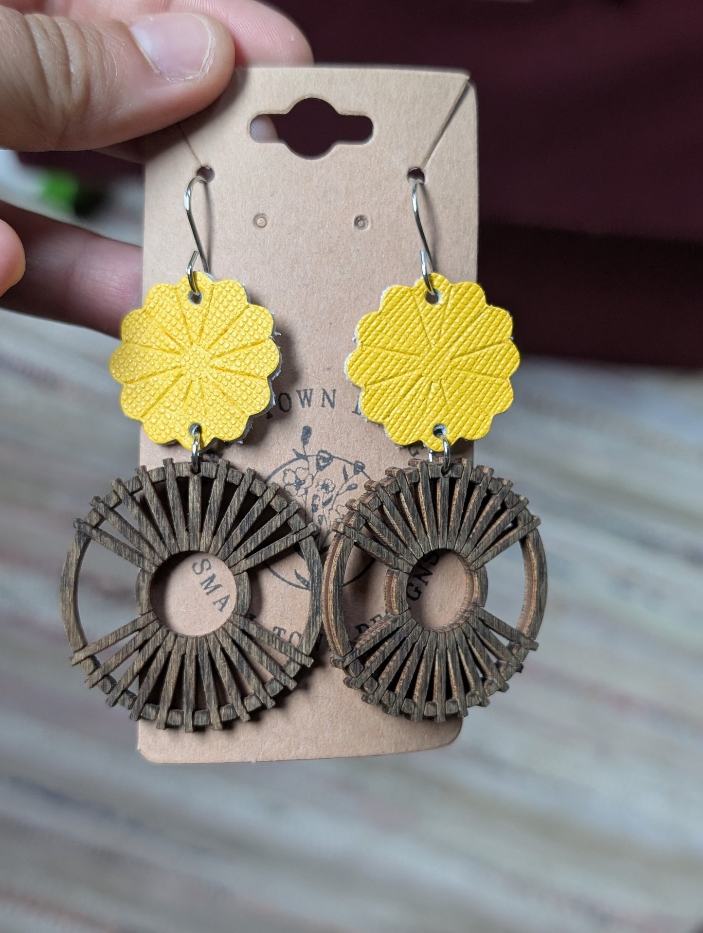 Yellow flower wooden circles