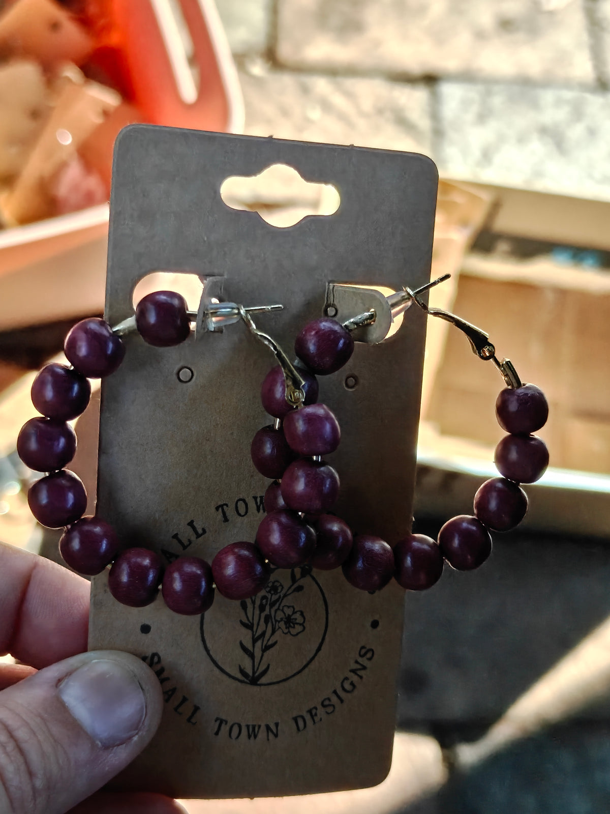 Large burgundy hoops