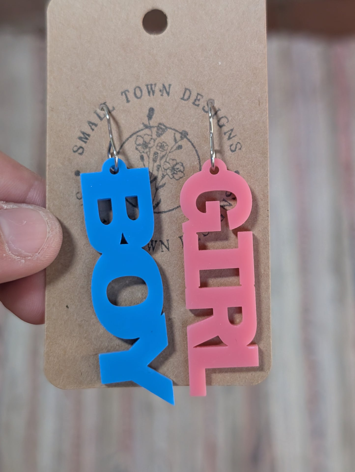 Gender reveal earrings
