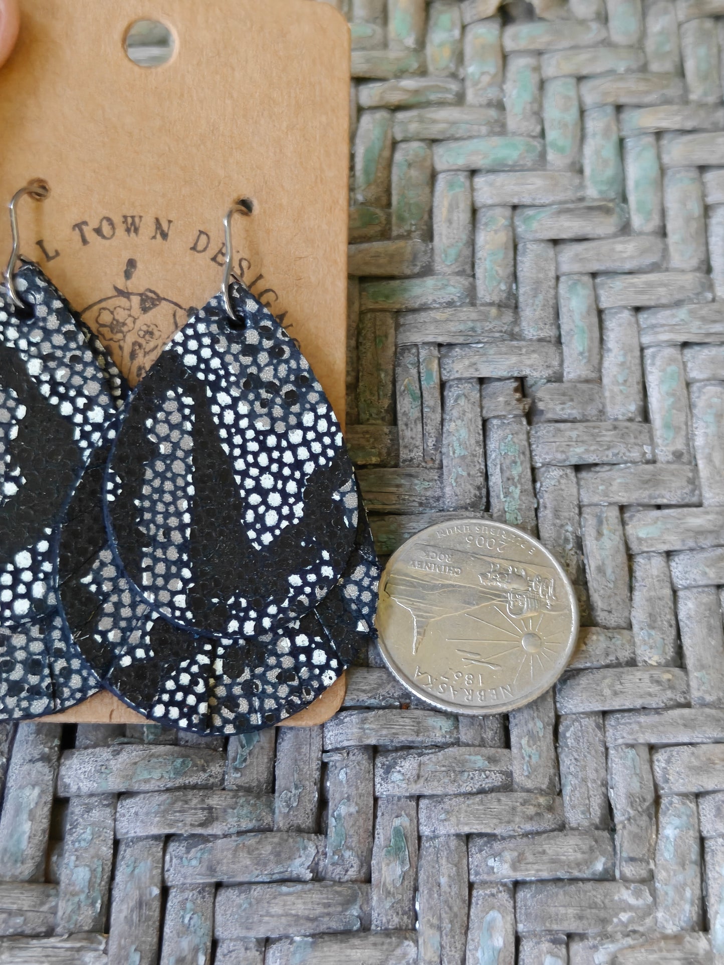 Fringe Black Snakeskin Teardrops