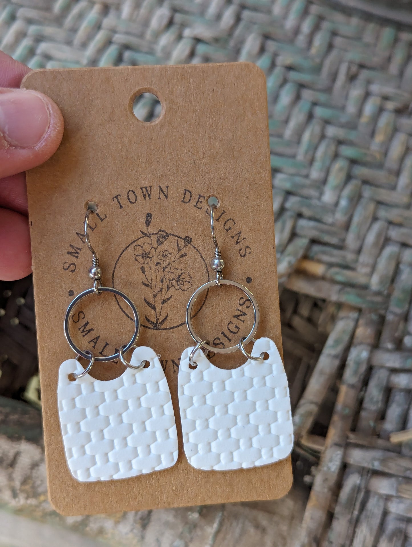 White Basket Weave Drops