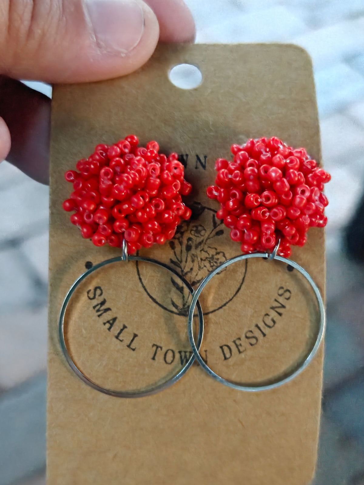 Red beaded circles