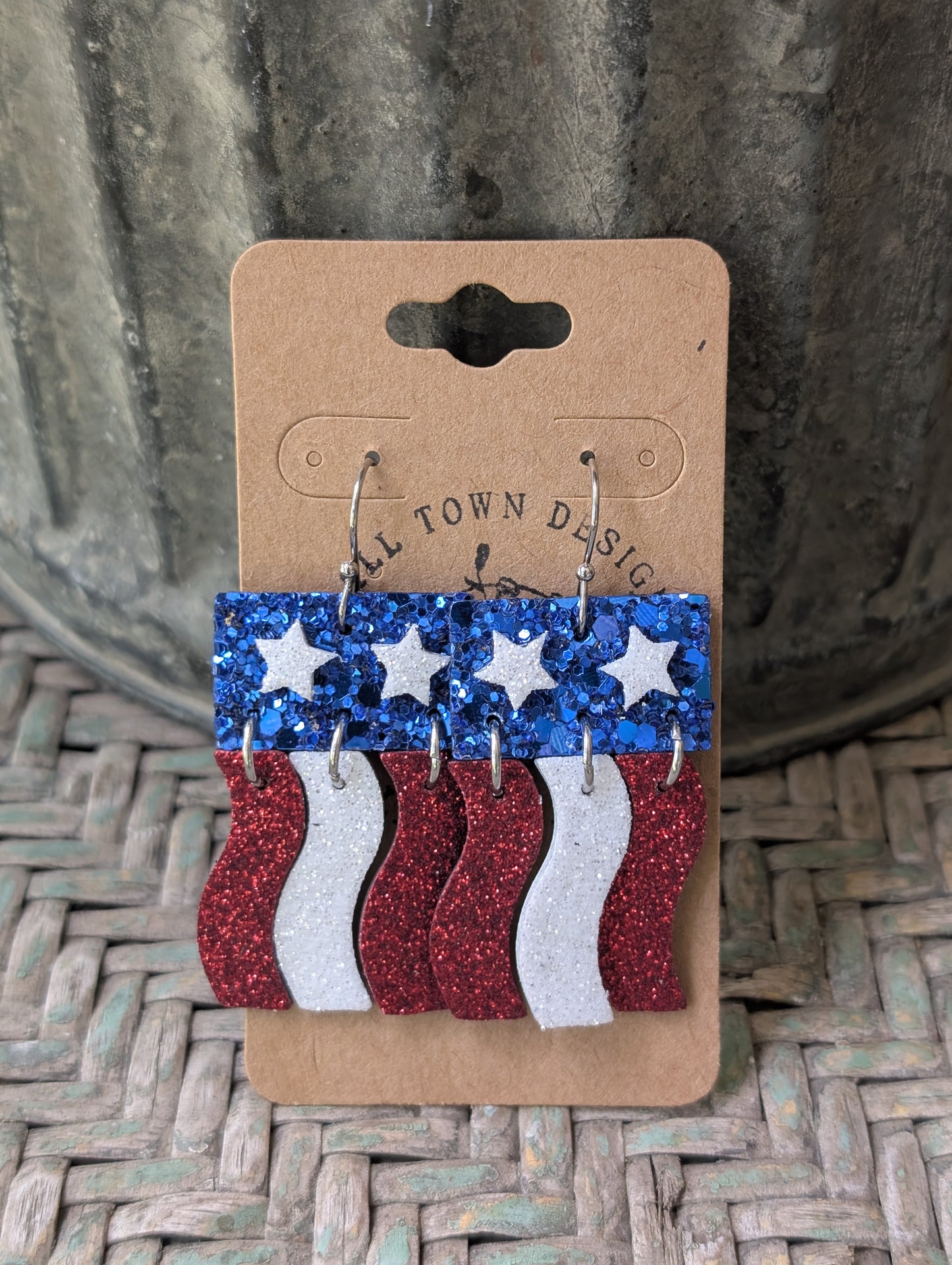 Glitter American Flag Dangles