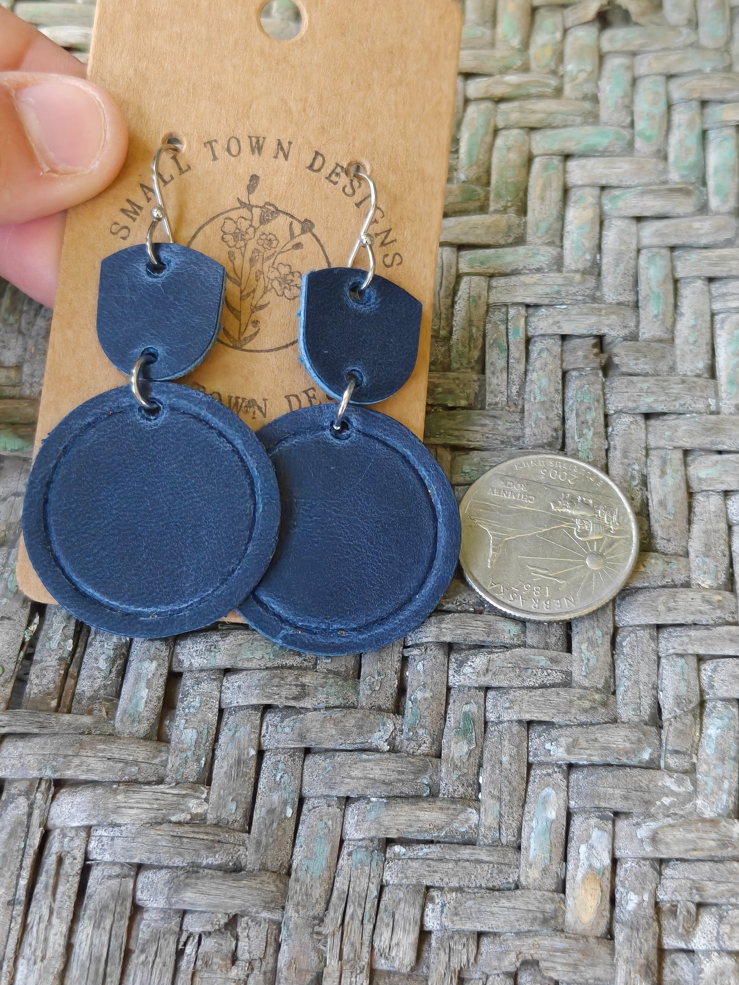 Navy Embossed Circles