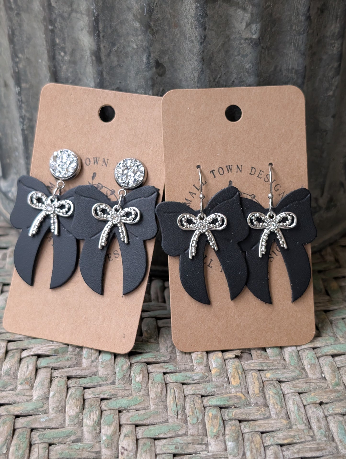 Black Embossed Elegant Bow