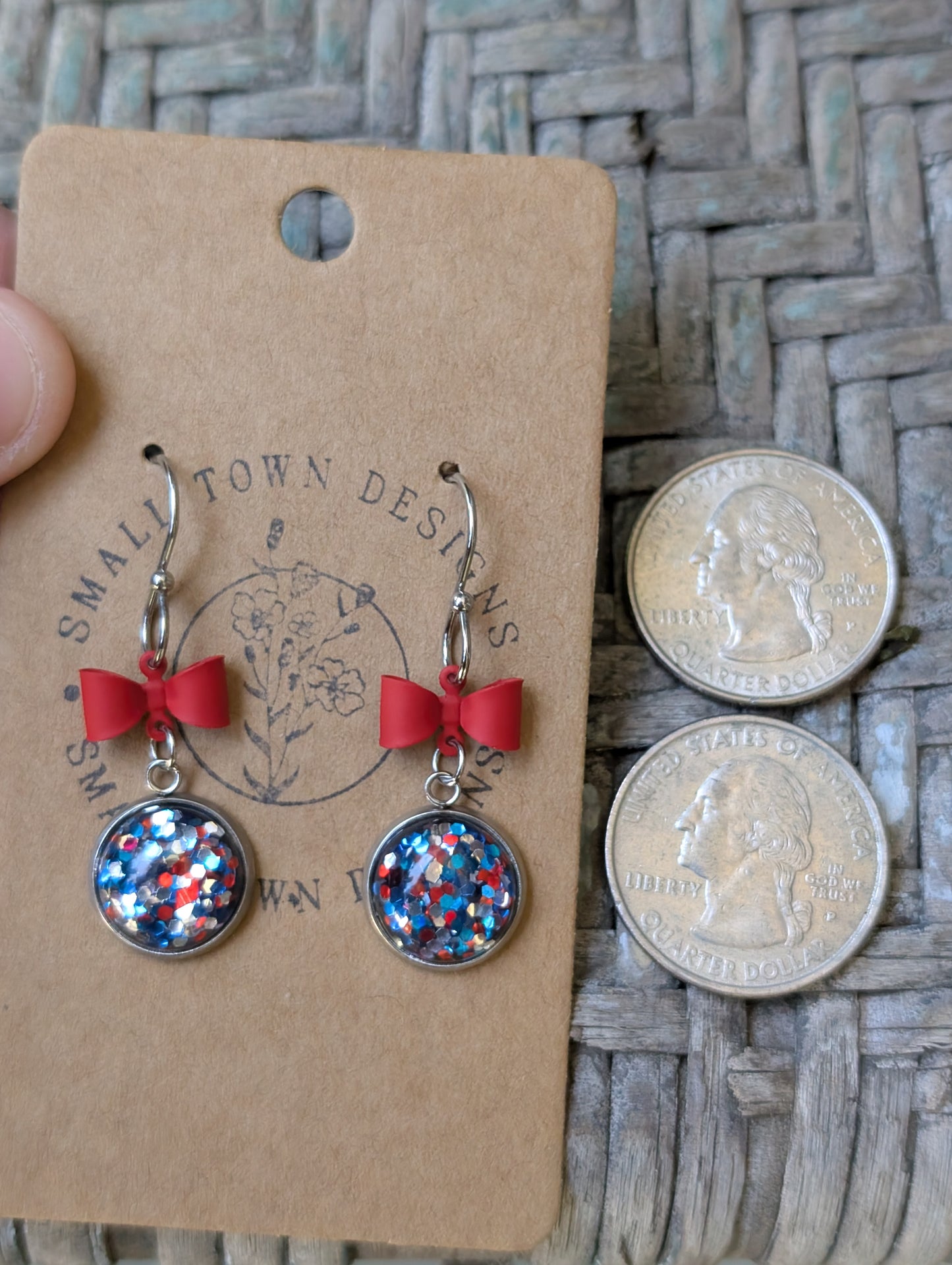 Mini Patriotic Glitter Dangles