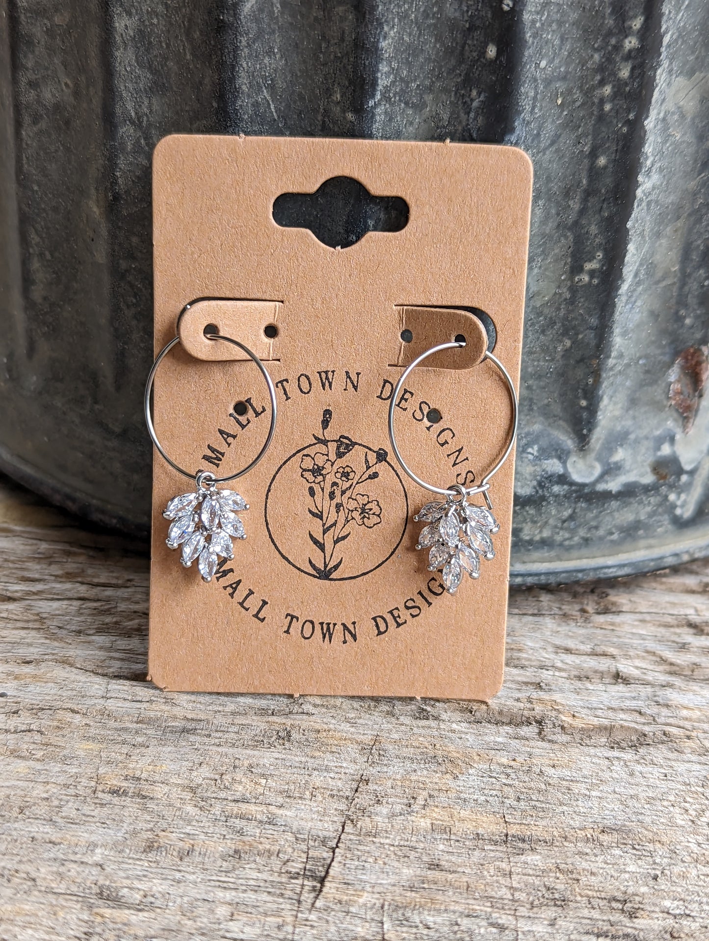 Rhinestone Feather Hoops