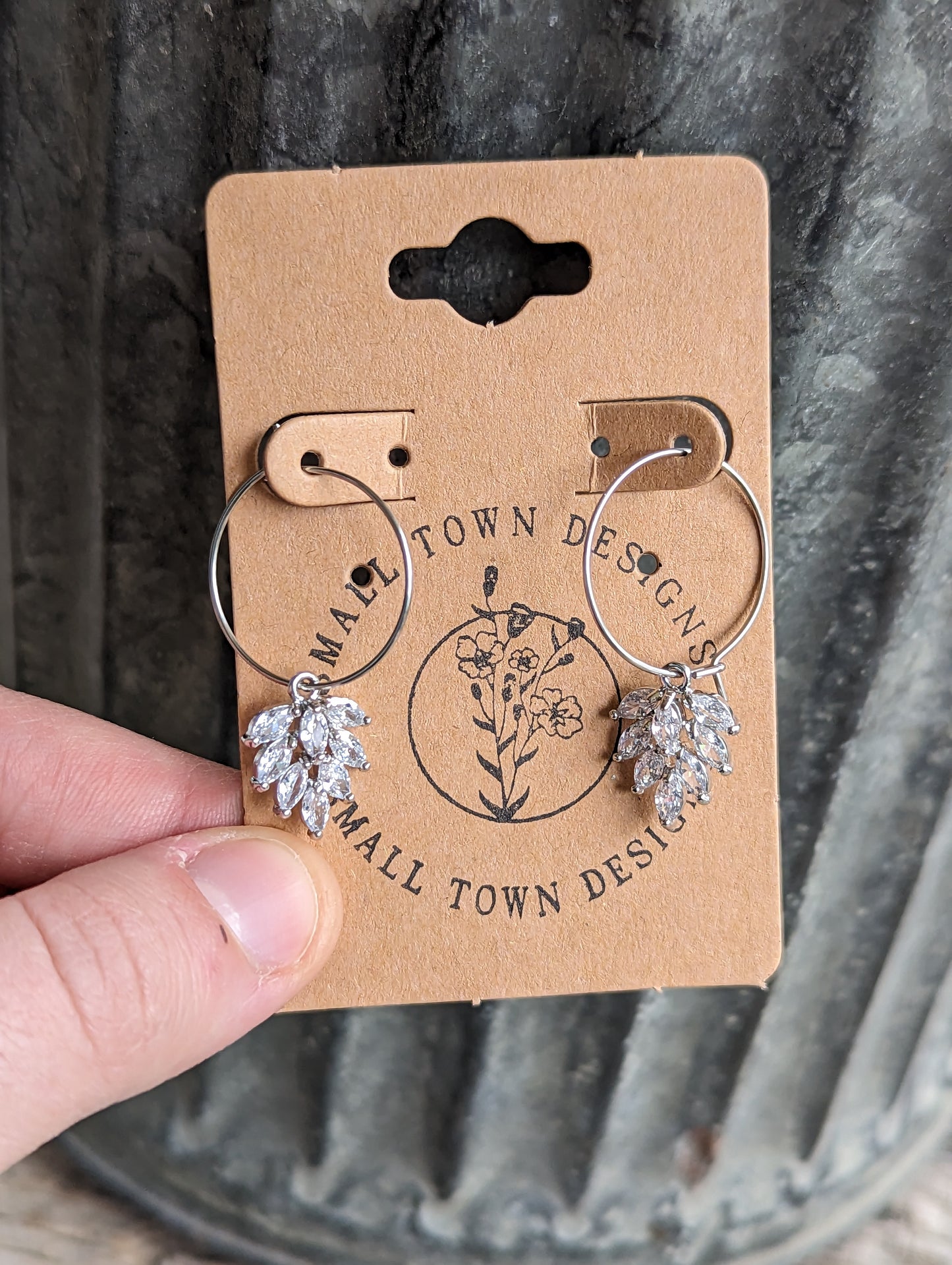 Rhinestone Feather Hoops