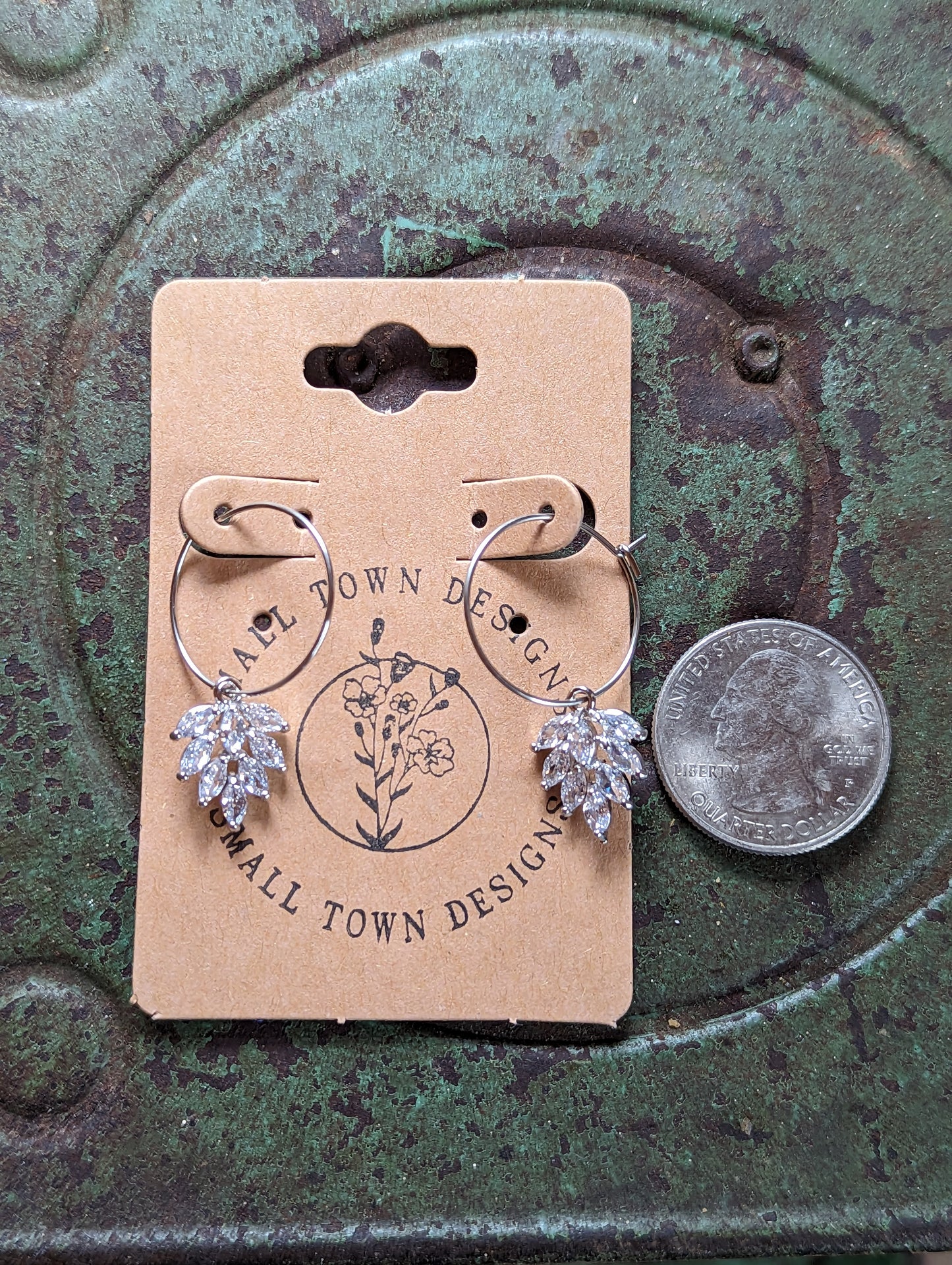 Rhinestone Feather Hoops
