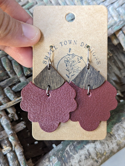 Metallic Burgundy Scallop Drops