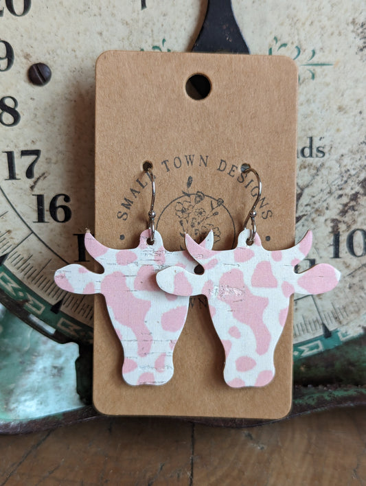 Pink Cow Print Cow Heads