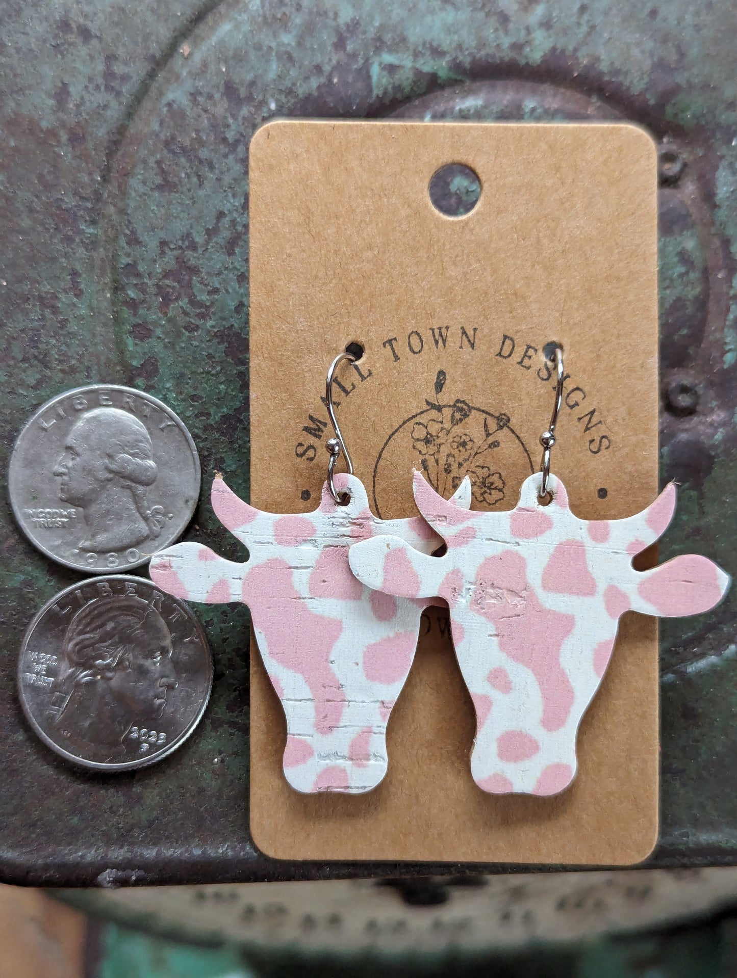 Pink Cow Print Cow Heads