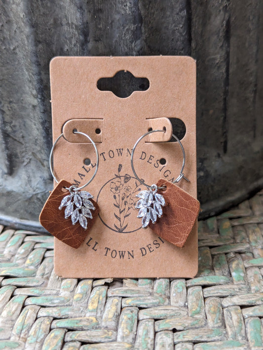 Elegant Brown Feathers Hoops